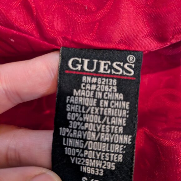 GUESS red wool coat size S Y2K - Picture 9 of 10